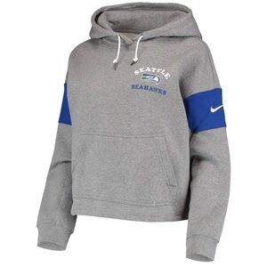 Women's Nike Heathered Gray Seattle Seahawks Historic Cropped Pullover Hoodie